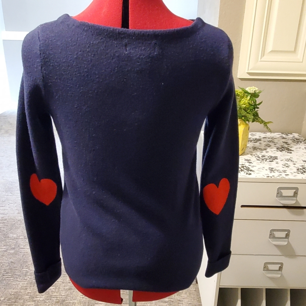 Cynthia Rowley blue sweater with ❤️  elbow patch